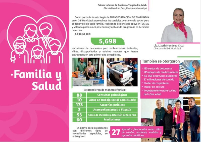 ejes de: Familia y Salud, Educación, Cultura y Deporte y Bienestar Social.